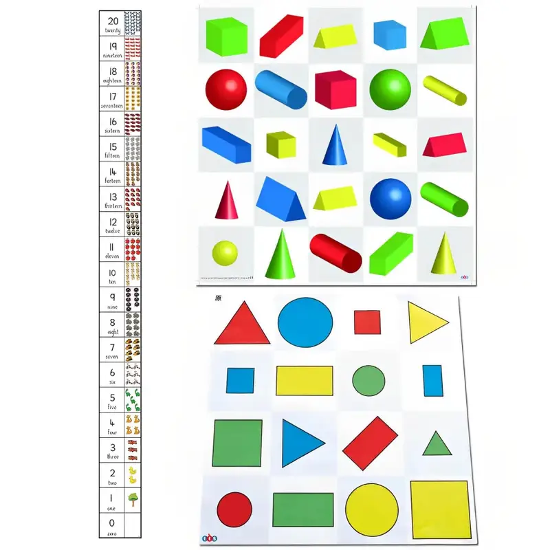 TTS Math & Geometry Bee Bot & Blue Bot Mat Bundle w/ 1 Number Line Mat, 1 Shapes, Colour & Size Mat & 3D Shapes Mat