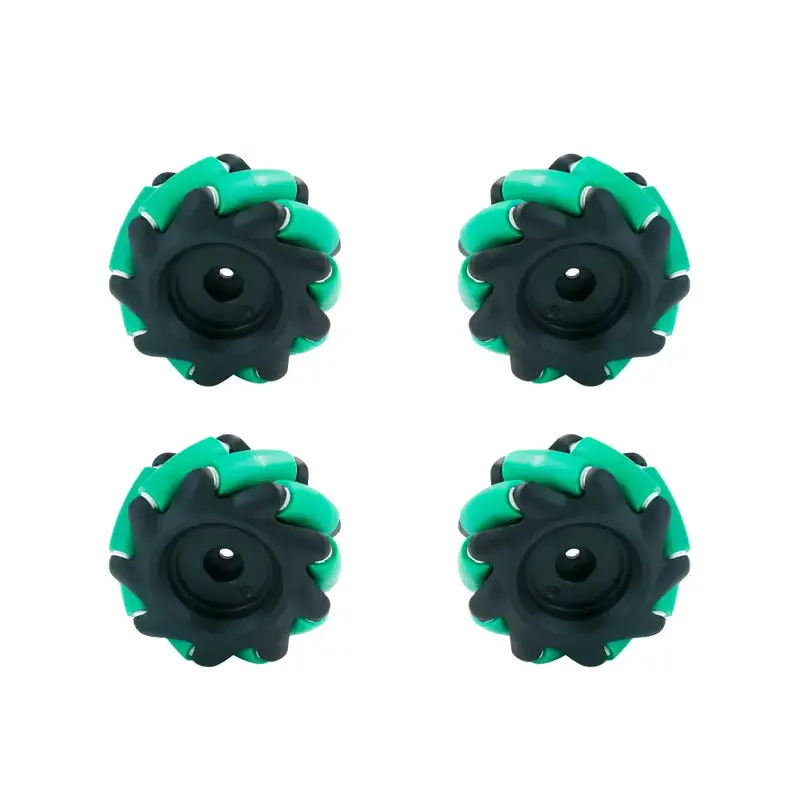 Yahboom Mecanum Wheel Kit for DIY Robot Car - 65mm Hexagonal Coupling, Black-Green (4x) EN Manual