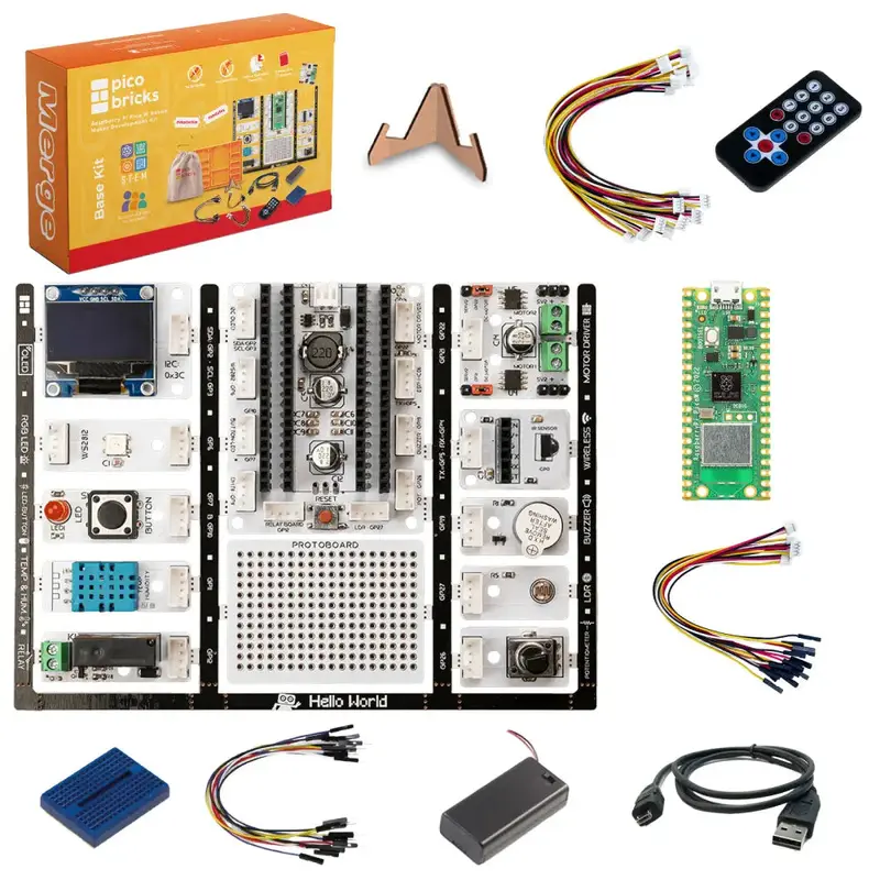 PicoBricks - Raspberry Pi Pico Starter Kit with 12 Sensors and Extensive Learning Guide, Raspberry Pi Base Kit