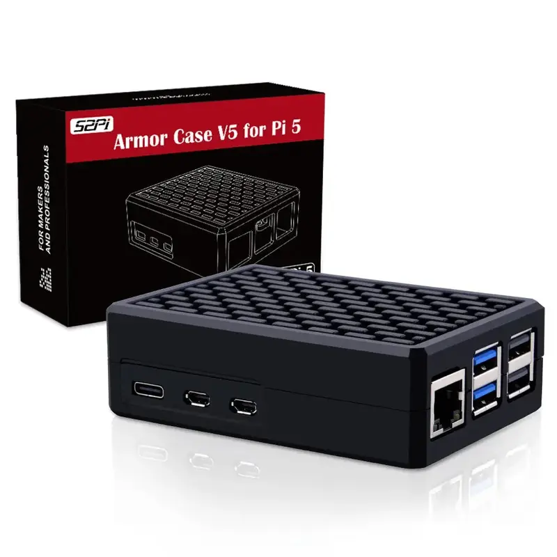 52Pi Armor Case V5 Passive Cooling Shell for Raspberry Pi 5 (Black)