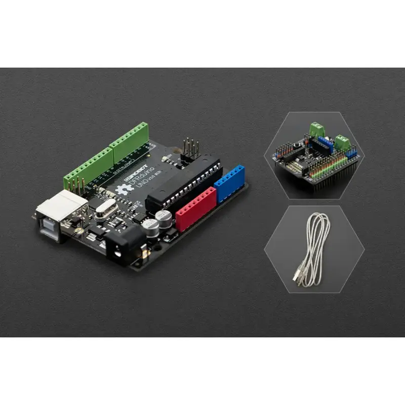 DFRduino UNO R3 w/ IO Expansion Shield & USB Cable A-B