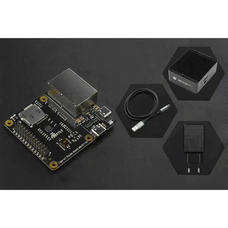 Raspberry Pi CM4 IoT Router Carrier Board Mini w/ Case, Power Supply & Cable (EU Standard)