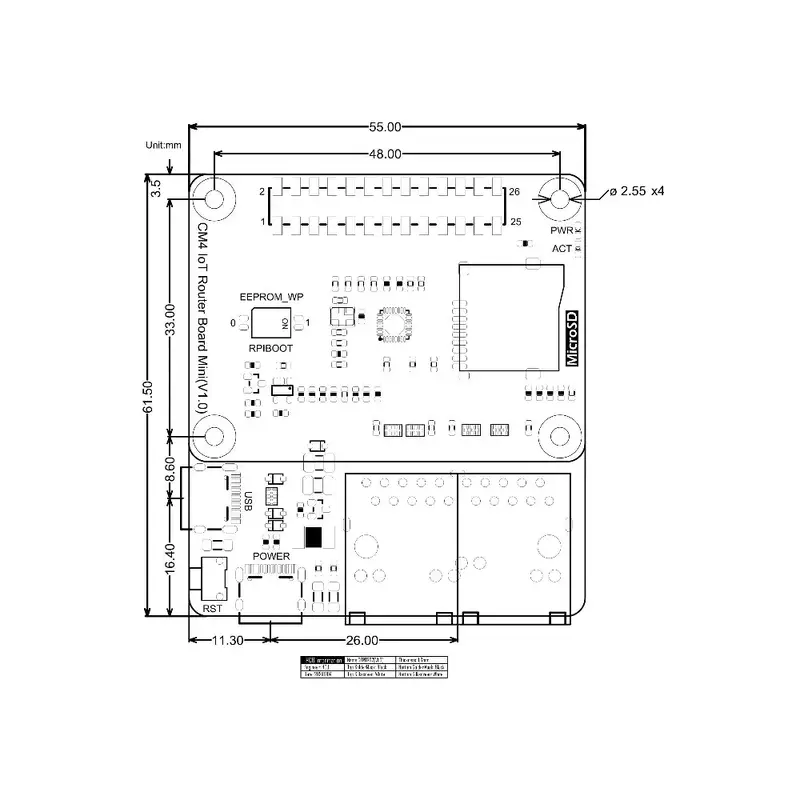 Raspberry Pi Compute Module 4 IoT Router Carrier Board Mini w/ Metal Cooling Case