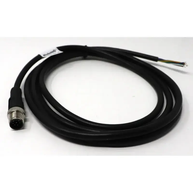 RoboteQ Cable for KBL Controllers. M12 8 Pin Circular Connector to8 Color-Coded Wires, 3 ft Long