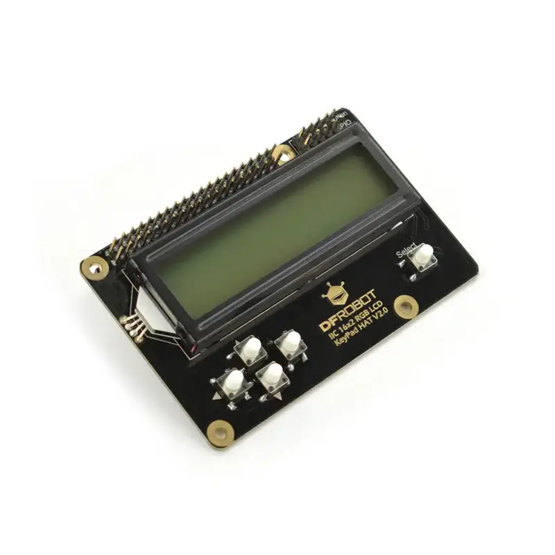 DFRobot I2C 16x2 RGB LCD KeyPad HAT w/ RGB Backlight(Compatible w/ Raspberry Pi 4B/3B+)