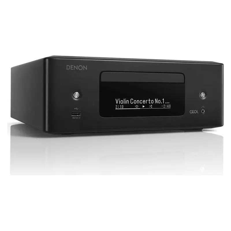 Denon CEOL RCD-N12 Compact stereo receiver with built-in CD player, tuner, Bluetooth, Apple AirPlay 2, and HEOS streaming - RCDN12BKE3