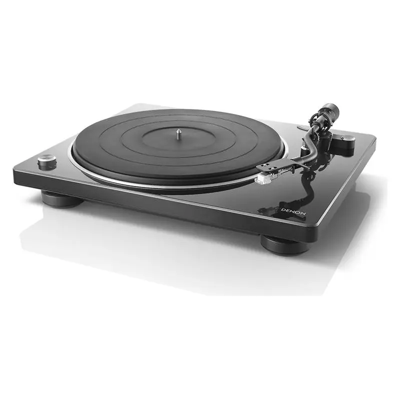 Denon DP-400 Semi-automatic belt-drive turntable with pre-mounted cartridge and built-in phono preamp (Black) - DP400BKEM
