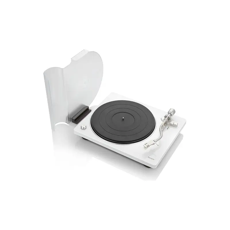 Denon DP-400 Semi-automatic belt-drive turntable with pre-mounted cartridge and built-in phono preamp (White) - DP400WTEM