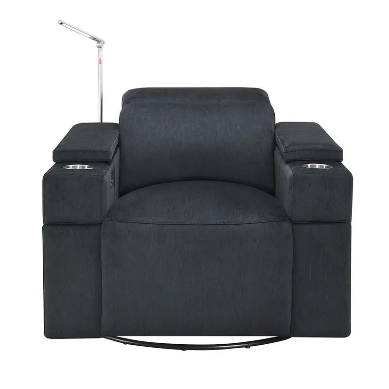 RowOne Calveri 2-Arm Swivel Base Chair Power Recline - Charcoal