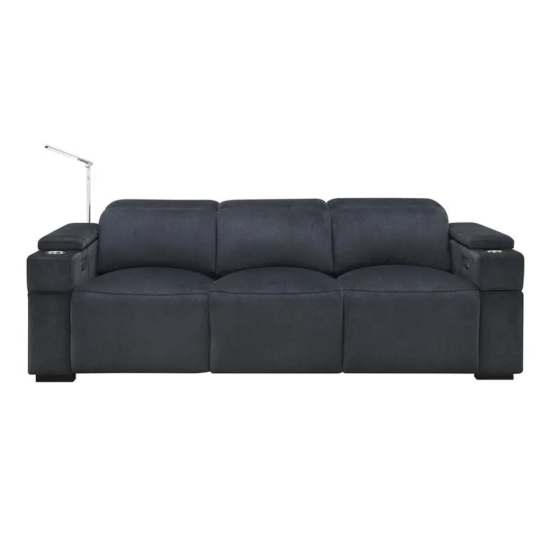 RowOne Calveri Microfiber Fabric 3 Seat Sofa Power Recline - Charcoal