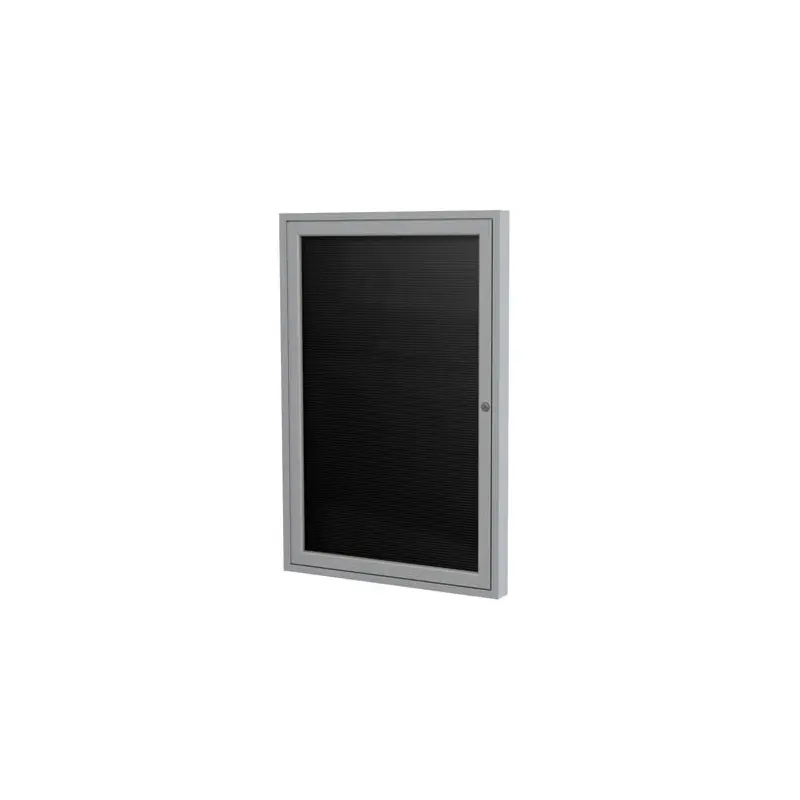 24" x 36" 1-Door Satin Aluminum Frame Enclosed Vinyl Letterboard - Black