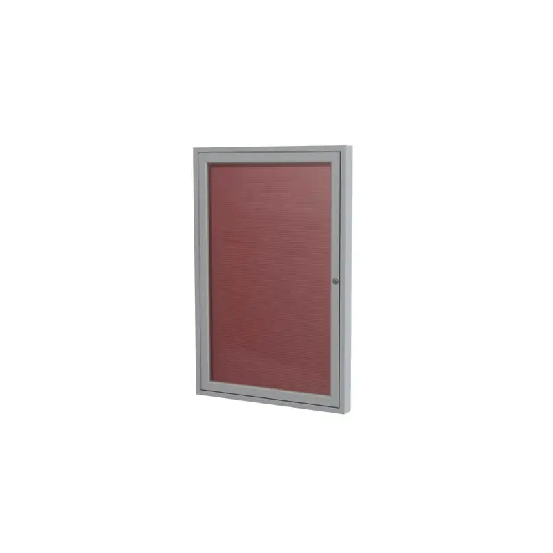 24" x 36" 1-Door Satin Aluminum Frame Enclosed Vinyl Letterboard - Burgundy