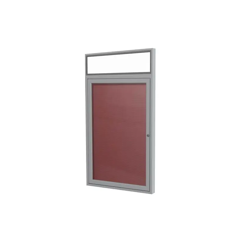 30" x 36" 1-Door Satin Alum Frame w/ Headliner Enclosed Vinyl Letterboard - Burgundy
