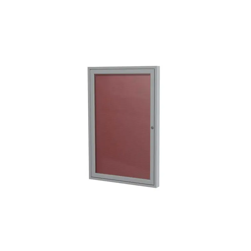 36" x 36" 1-Door Satin Aluminum Frame Enclosed Vinyl Letterboard - Burgundy