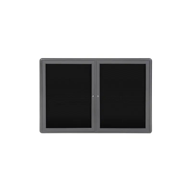 47" x 34" 2-Door Ovation Letterboard Black - Gray Frame