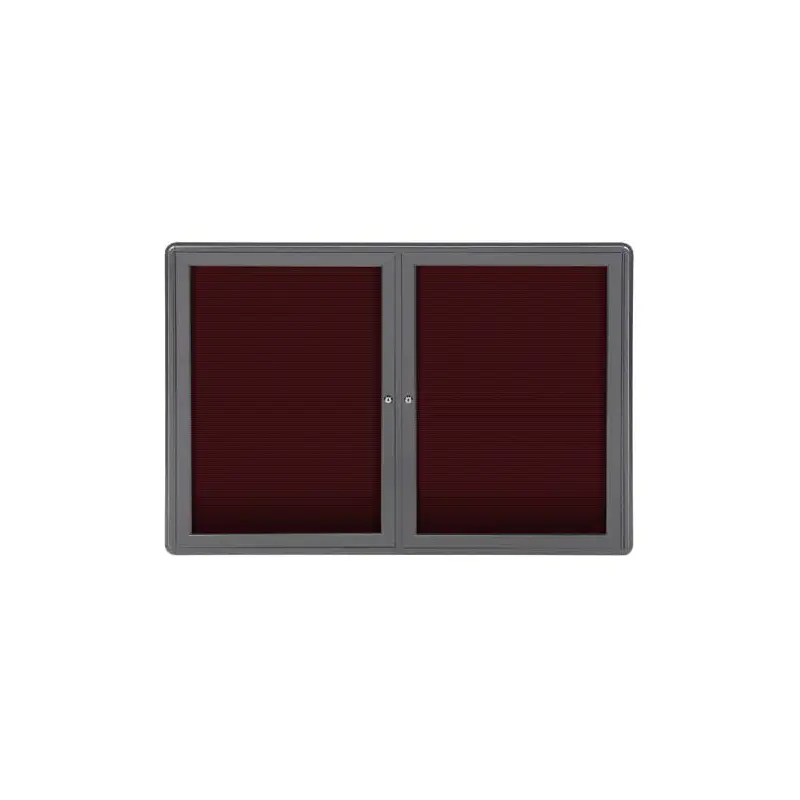 47" x 34" 2-Door Ovation Letterboard Burgundy - Gray Frame