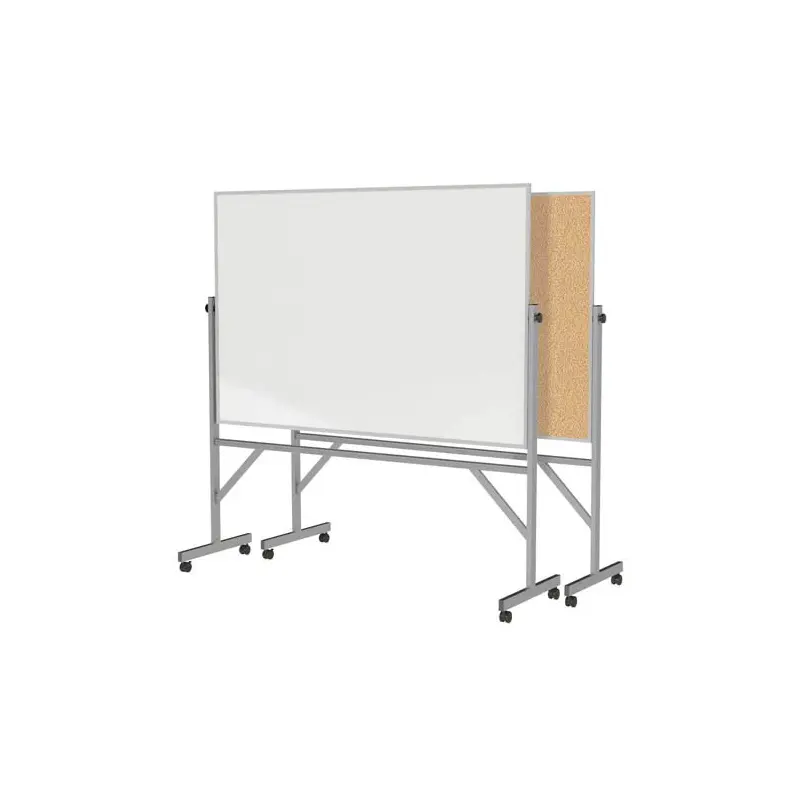 77.25" x 78.125" Aluminum Frame Reversible Acrylate Marker/Natural Cork w/ 4 Markers & Eraser