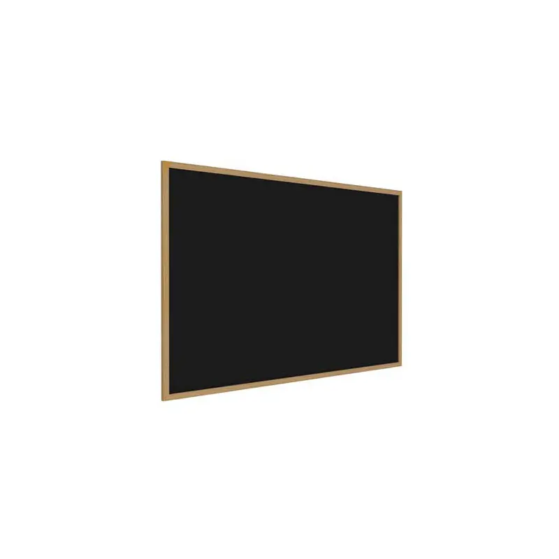 60.5" x 48.5" Wood Frame, Oak Finish Recycled Rubber Tackboard - Black