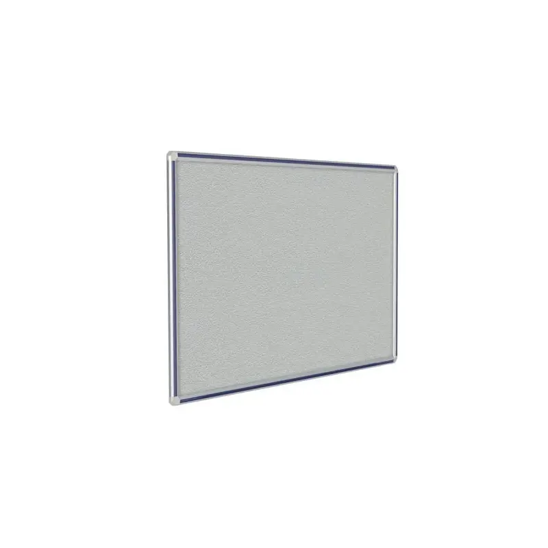 120" x 48" DecoAurora Aluminum Frame Gray Vinyl Tackboard - Navy Blue Trim