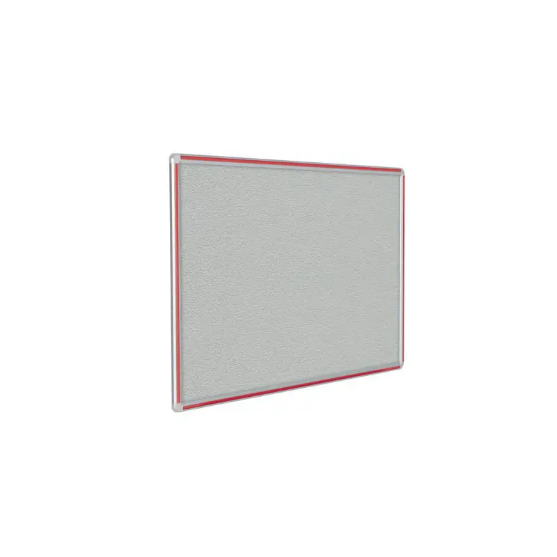 120" x 48" DecoAurora Aluminum Frame Gray Vinyl Tackboard - Red Trim