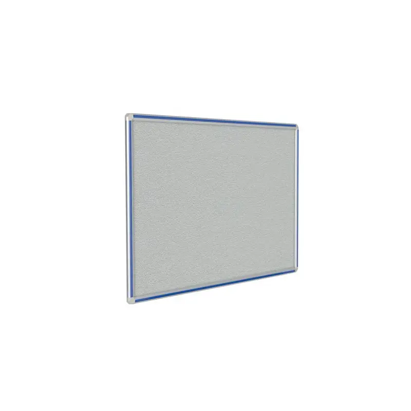 120" x 48" DecoAurora Aluminum Frame Gray Vinyl Tackboard - Royal Blue Trim
