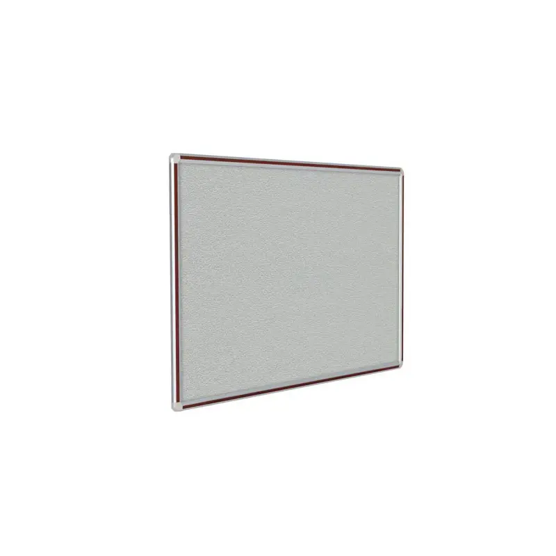 144" x 48" DecoAurora Aluminum Frame Gray Vinyl Tackboard - Mahogany Trim