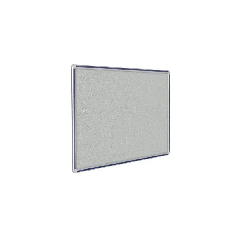 144" x 48" DecoAurora Aluminum Frame Gray Vinyl Tackboard - Navy Blue Trim
