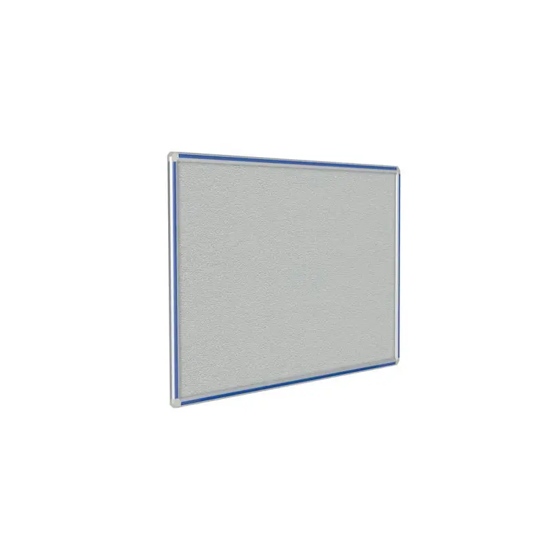 144" x 48" DecoAurora Aluminum Frame Gray Vinyl Tackboard - Royal Blue Trim