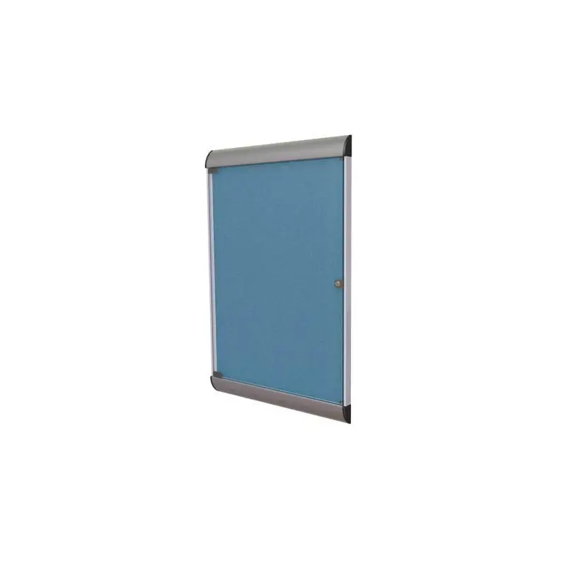 26.5" x 42.125" 1-Door Silhouette Enclosed Tackboard, Satin Frame w/ Vinyl Fabric - Ocean