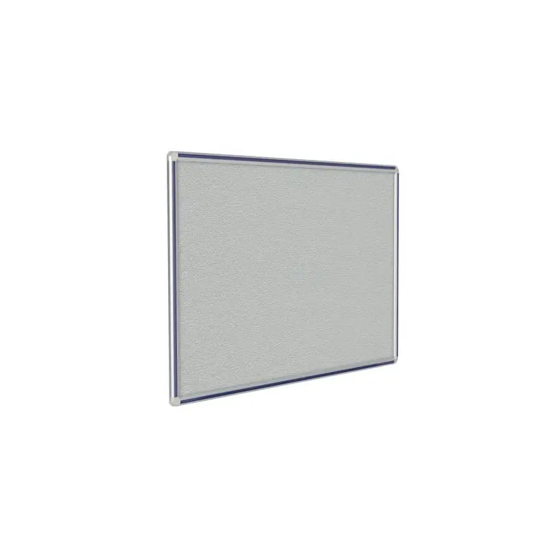 48" x 36" DecoAurora Aluminum Frame Gray Vinyl Tackboard - Navy Blue Trim