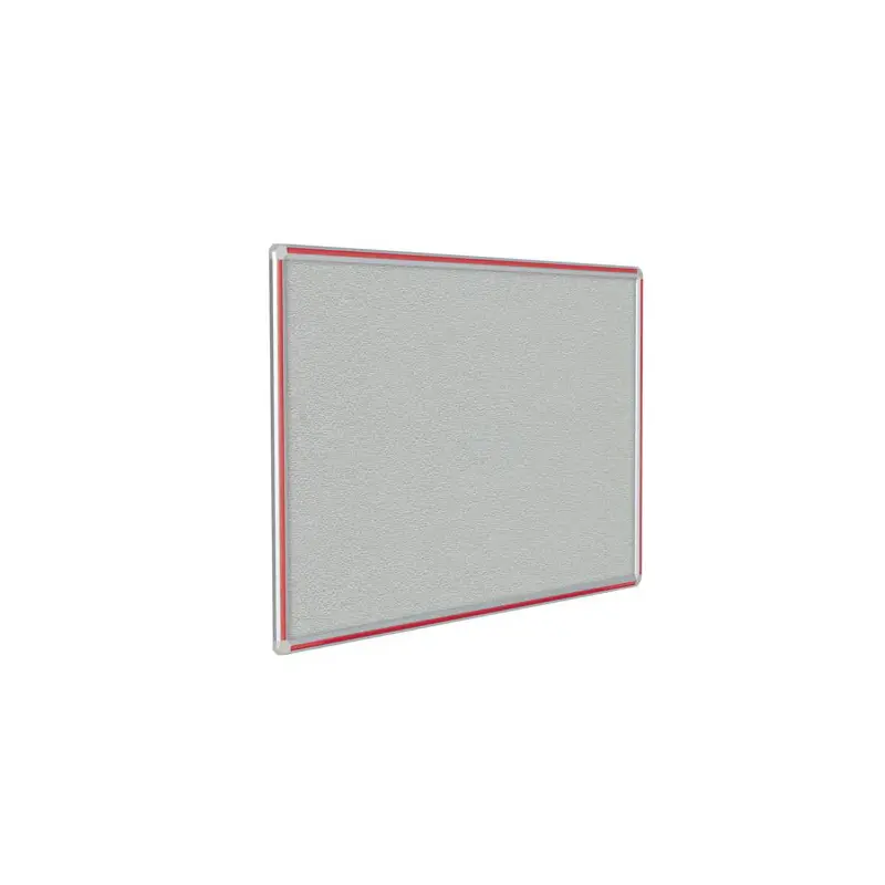 48" x 36" DecoAurora Aluminum Frame Gray Vinyl Tackboard - Red Trim