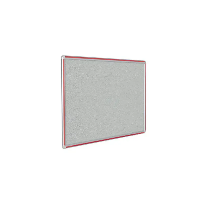 48" x 48" DecoAurora Aluminum Frame Gray Vinyl Tackboard - Red Trim