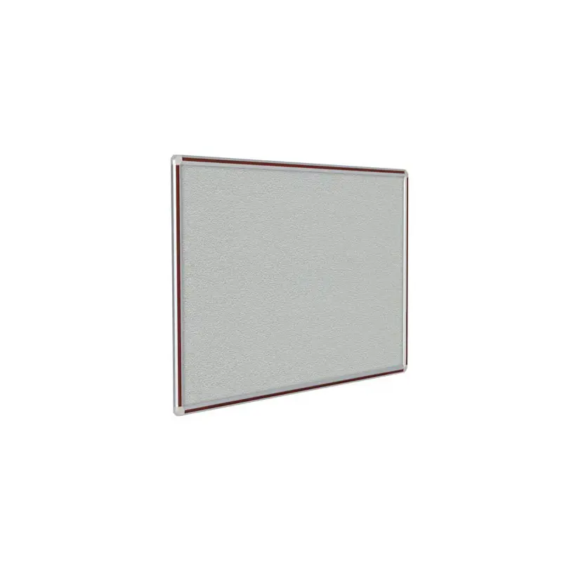 96" x 48" DecoAurora Aluminum Frame Gray Vinyl Tackboard - Mahogany Trim