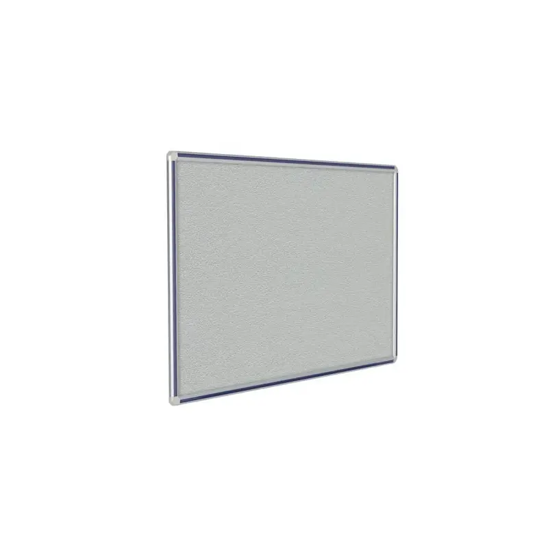 96" x 48" DecoAurora Aluminum Frame Gray Vinyl Tackboard - Navy Blue Trim