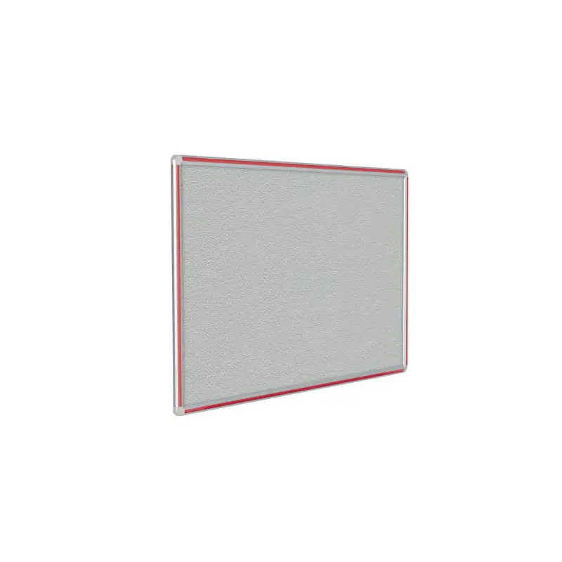 96" x 48" DecoAurora Aluminum Frame Gray Vinyl Tackboard - Red Trim