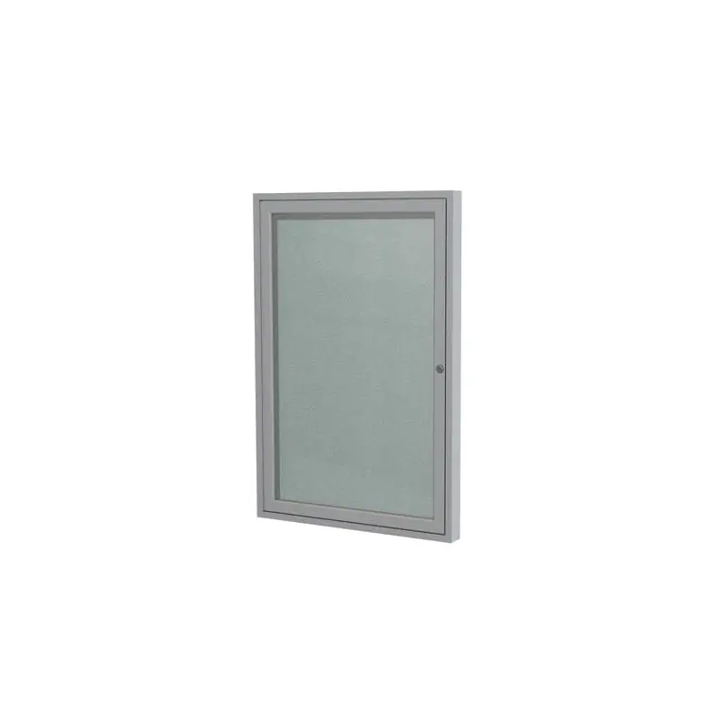 24" x 36" 1-Door Satin Aluminum Frame Enclosed Vinyl Tackboard - Silver
