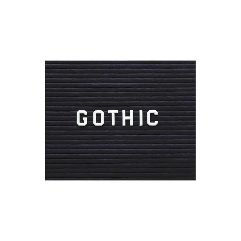 3/4" Gothic Font Uppercase Letters, Numbers & Characters - White Plastic