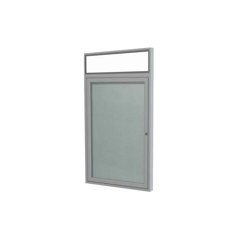 30" x 36" 1-Door Satin Alum Frame w/ Headliner Enclosed Vinyl Tackboard - Silver