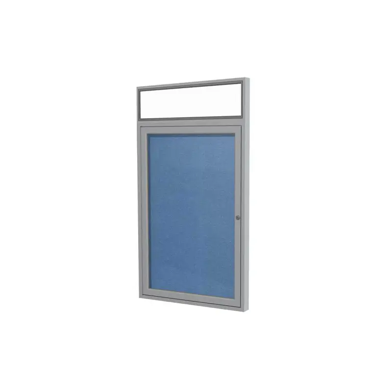 30" x 36" 1-Door Satin Alum Frame w/Illuminated Headliner Enclsd Vinyl Tackboard - Ocean