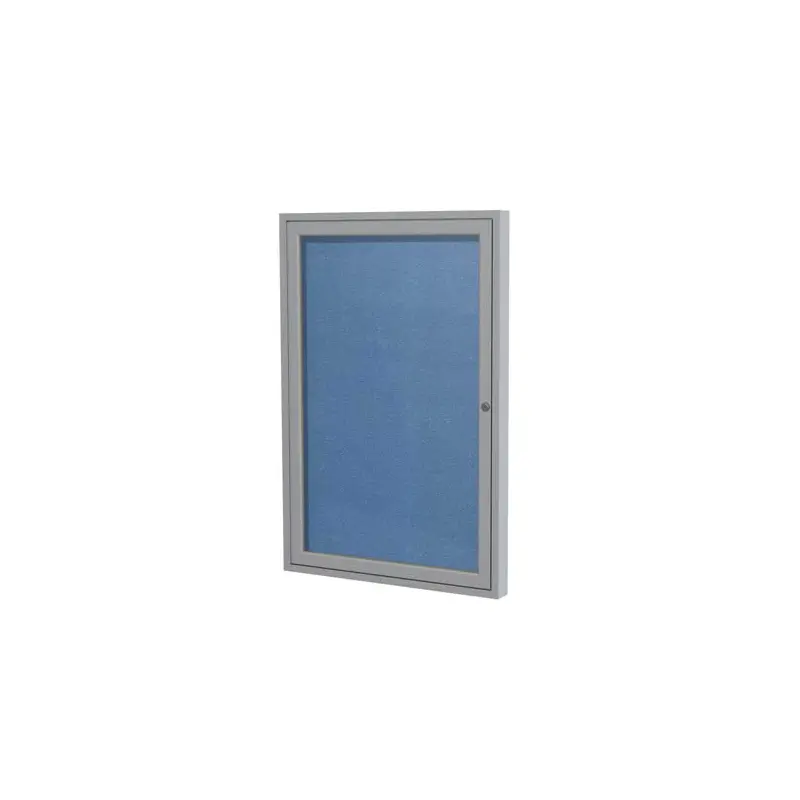 30" x 36" 1-Door Satin Aluminum Frame Enclosed Vinyl Tackboard - Ocean