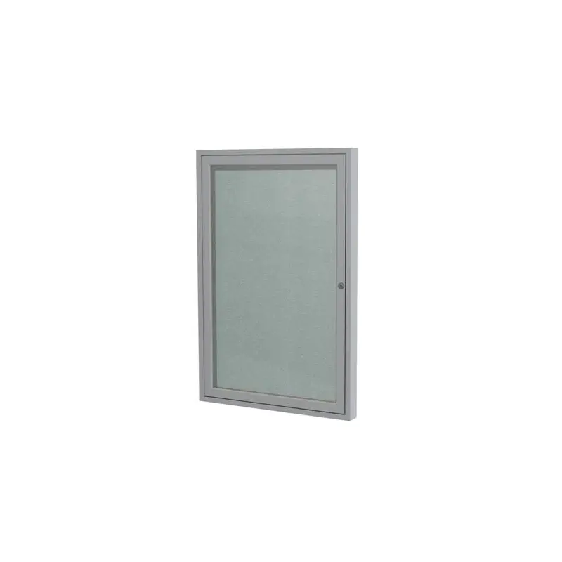30" x 36" 1-Door Satin Aluminum Frame Enclosed Vinyl Tackboard - Silver