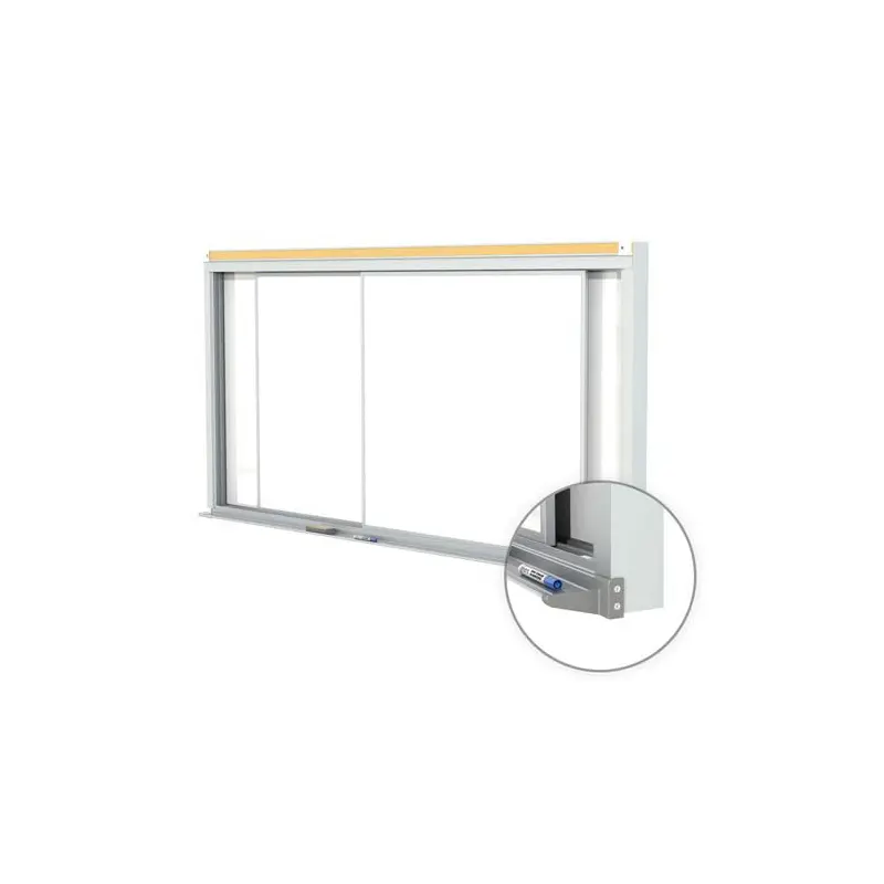 96" x 48" Horizontal Sliding Panel Unit Porcelain Magnetic 28 gauge Whiteboard