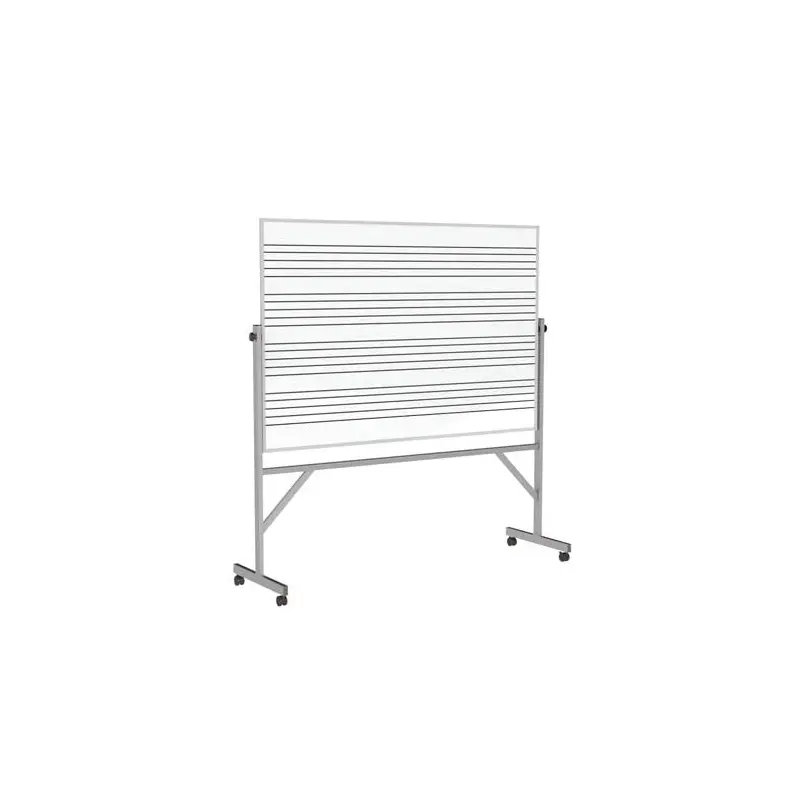 78.125"x 77.25" Alum Frame Reversible Porcelain Magnetic Whiteboard w/4 Markers-Music Staff 2 Sides