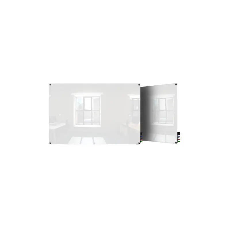 Ghent HMYSM34WH 3'x4' Harmony Magnetic Glass Board- Square Corners-White-4 Magnets, 4 Markers,Eraser