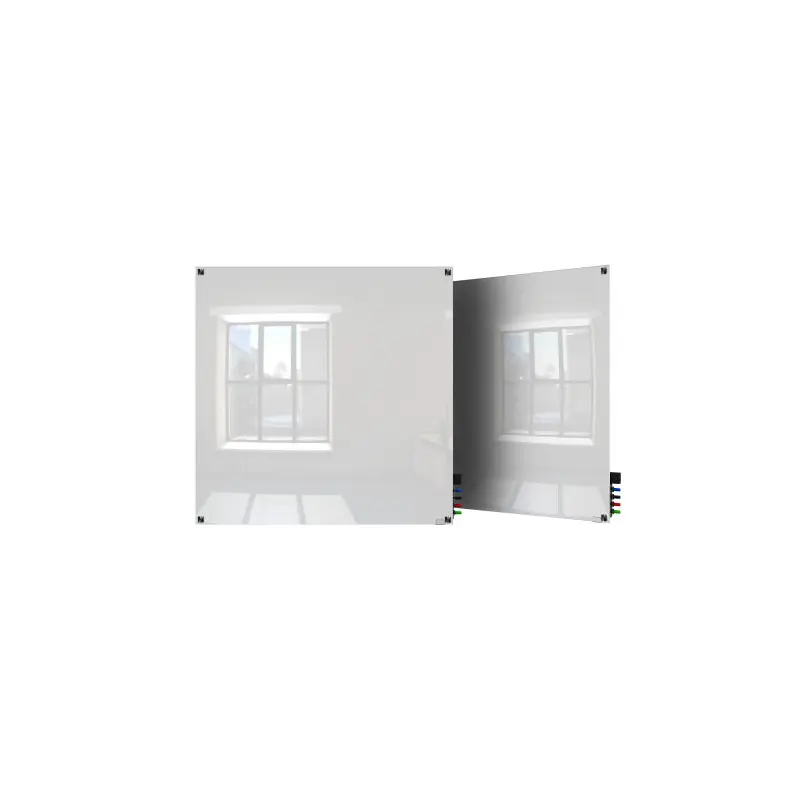Ghent HMYSM44WH 4'x4' Harmony Magnetic Glass Board- Square Corners-White-4 Magnets, 4 Markers,Eraser