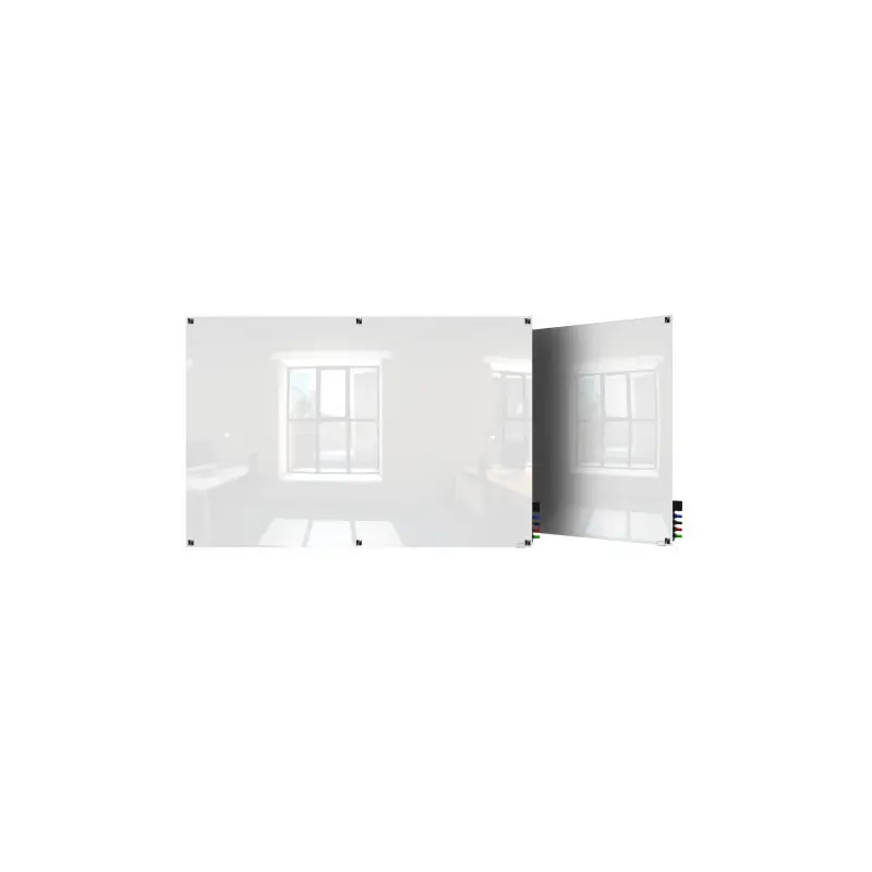 Ghent HMYSM46WH 4'x6' Harmony Magnetic Glass Board- Square Corners-White-4 Magnets, 4 Markers,Eraser