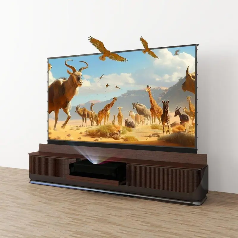 Vividstorm VC19DU100DN Dune Limited Edition Motorized UST Laser TV Cabinet - Smoke Walnut
