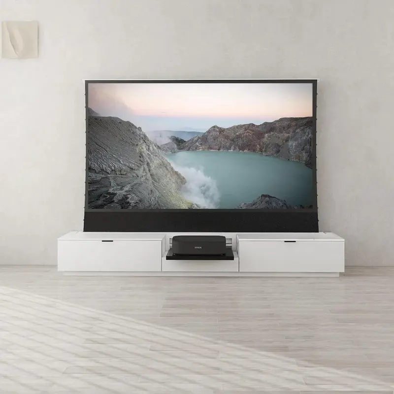 Vividstorm VC69BL100W-EP Berlin Epson Edition Motorized UST Laser TV Cabinet - White