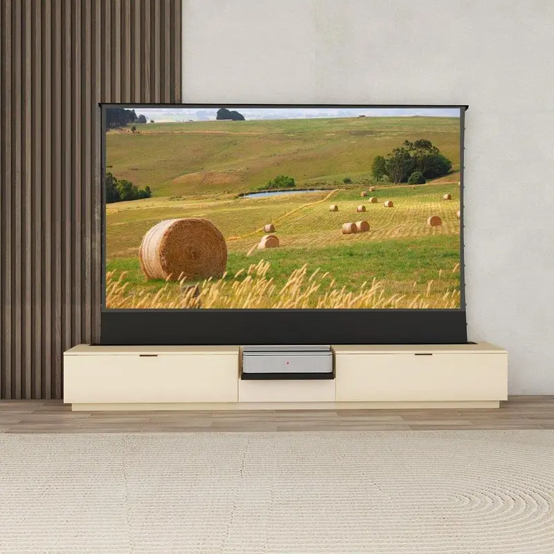 Vividstorm VC69BL120K-LC Berlin Leica Cine 1 Edition Motorized UST Laser TV Cabinet - Oak