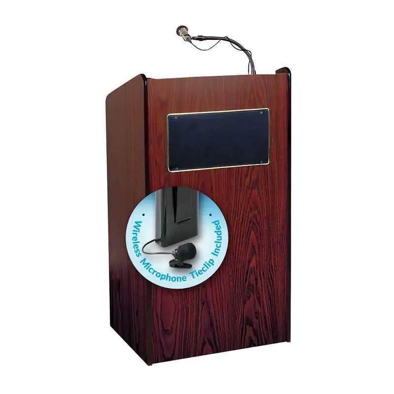 The Aristocrat Sound Lectern (Sound, Mahogany) with tie clip/ lavalier  wireless mic